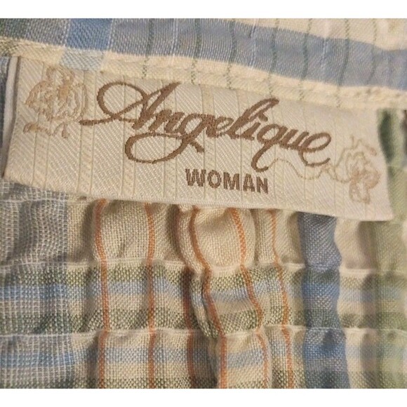 Vtg 90's Womens Seersucker Top Sz 3X Plaid Button Up Cottagecore Boho Soft Girl - Picture 8 of 10